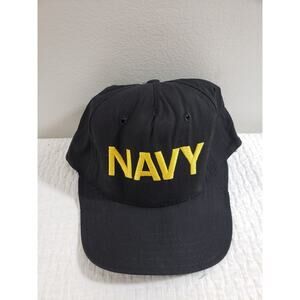 Vintage Bancroft Cap US Navy Military Embroidered Snapback Hat Black USA SZ S/M